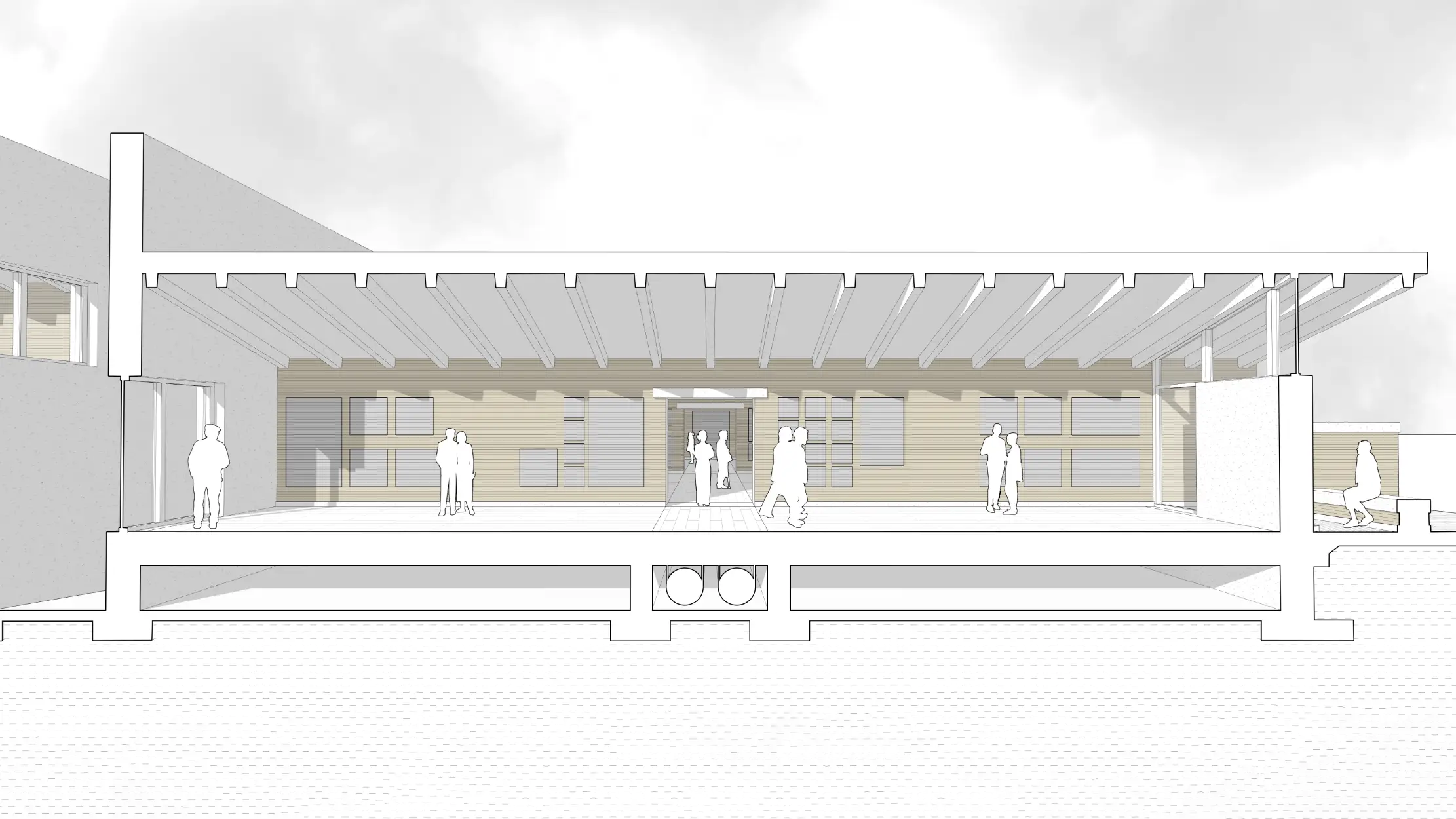 Montopolis School Cultural Center; Interior section of the gallery. Jonathan Malott, Austin Texas Architecture